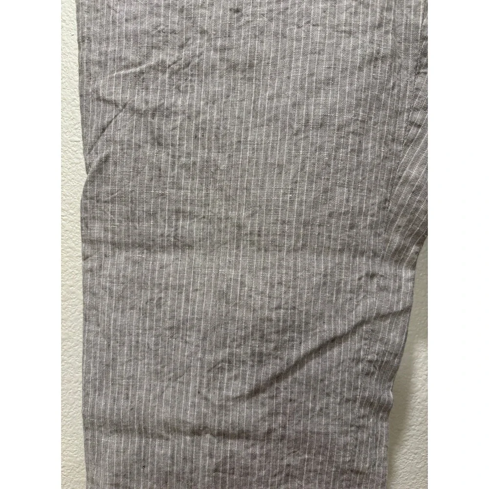 Baird McNutt Murano Linen Pants Gray Striped 32x32 Preppy Flat Front Lightweight